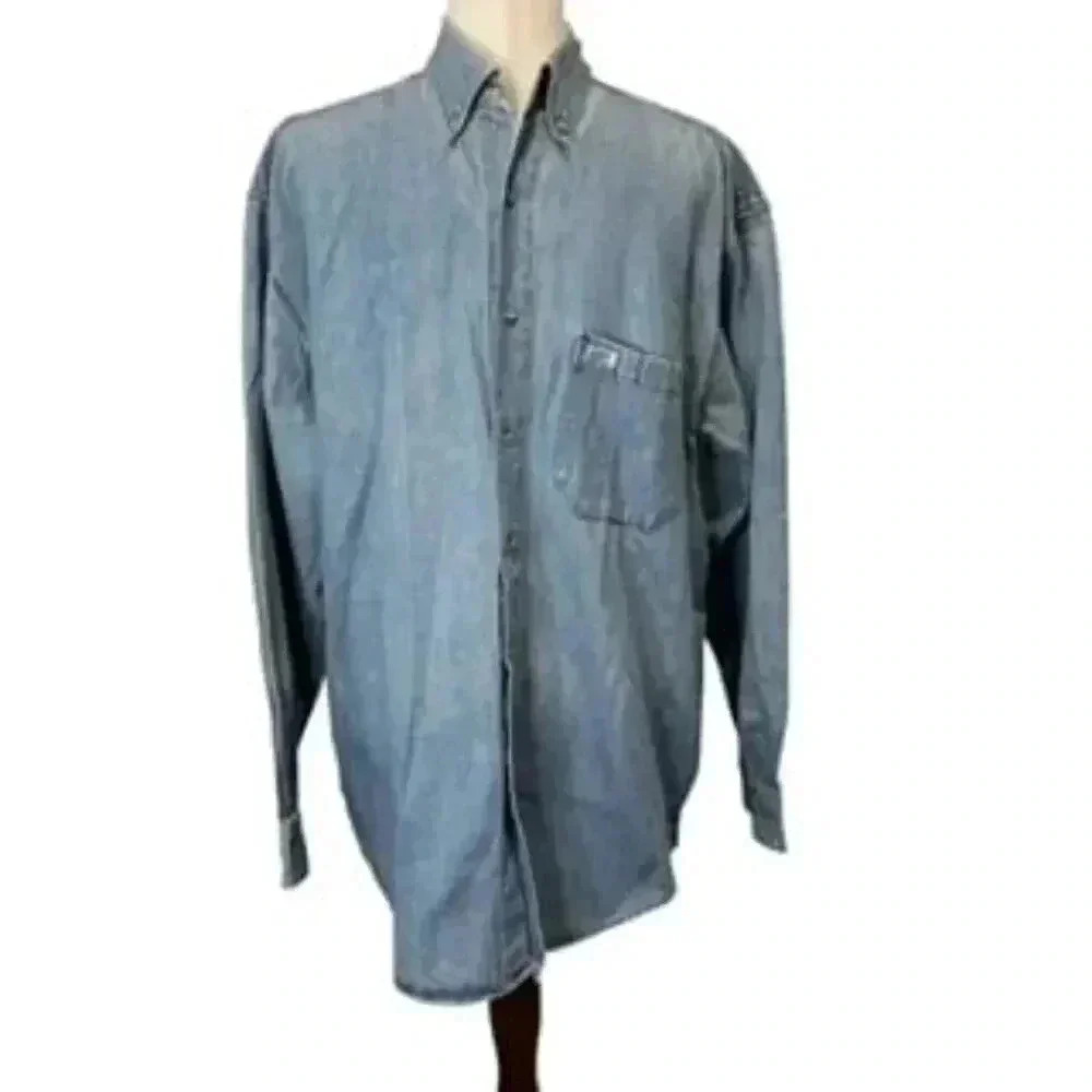 Guess Long Sleeve Button Front Cotton Denim Shirt Men’s Size‎ Medium